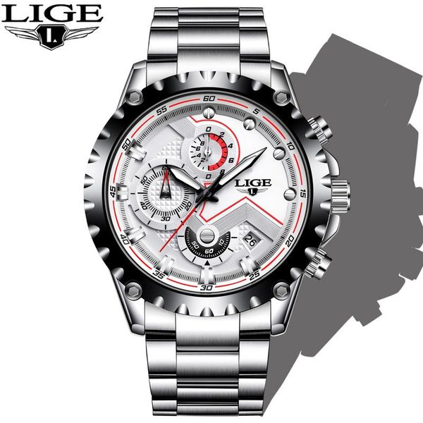 

wristwatches 2021 lige chronograph military sport mens watches quartz watch men fashion waterproof relogio masculino, Slivery;brown