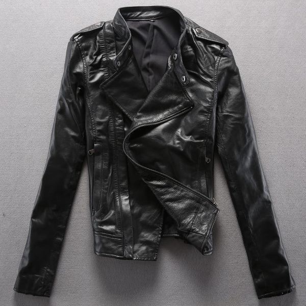 

women's leather & faux fashion 2021 japanese brand genuine jackets and coats wumen slim fit black sheepskin casual motorcycle for lady