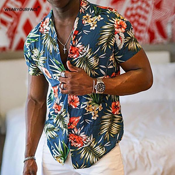 

men's casual shirts multicolor stripe floral summer hawaiian button up streetwear vocation beach 3d printed short sleeve men clothing, White;black