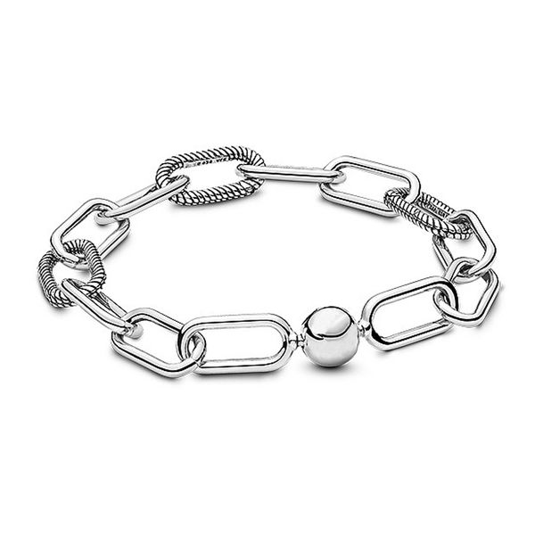 

womens chain link bracelets 925 sterling silver fine jewelry fit pandora charms fashion classic lady gift with original box, Black