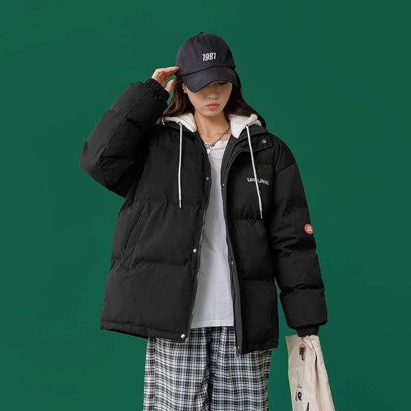 

winter jacket women's long parka quilted jacket loose thick hooded sweater coat clothing 2021, Black