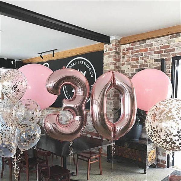 

party decoration 40 inches rose gold number foil balloons large digit helium wedding decorations birthday supplies baby shower