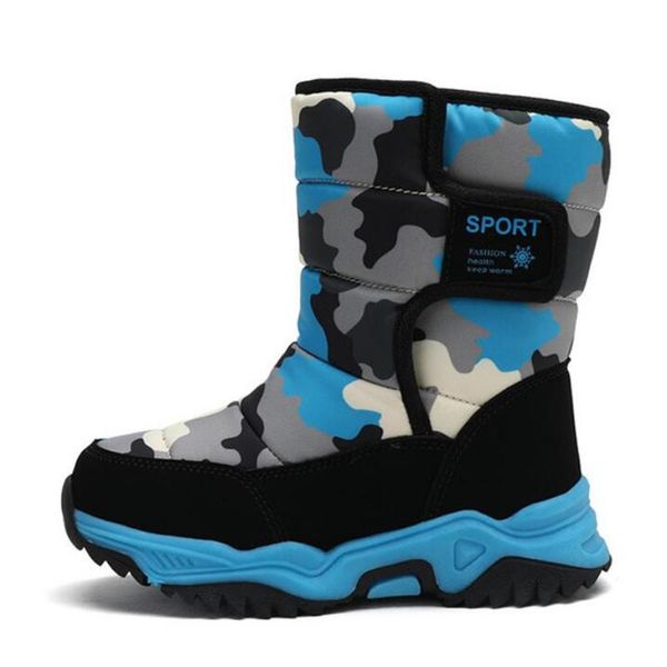 

5-color all-match kids children' shoes for autumn winter boys waterproof warm snow boot big boots, Black;grey
