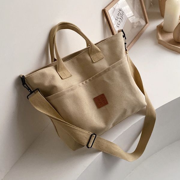 

casual canvas women handbag large capacity travel big totes 2021 female shoulder bags crossbody bags ladies hand bag bolsa l003