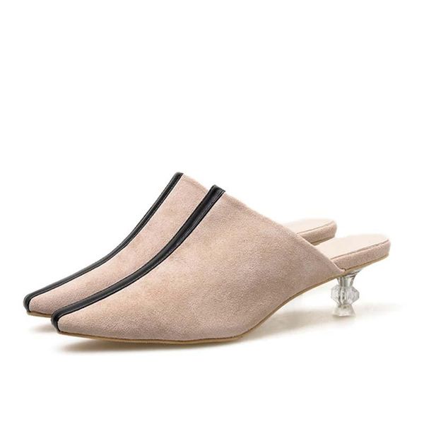 

slippers women summer woman pointed toe shoes fashion strange style heel high 5cm slides female mules, Black