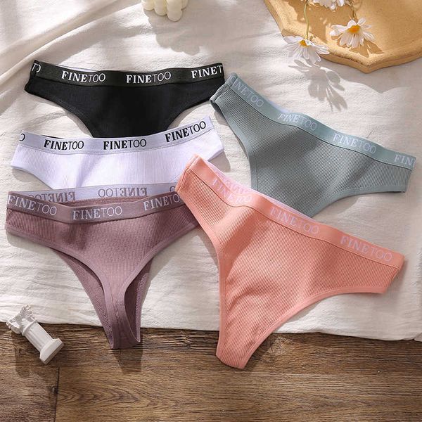 

women's panties finetoo 1/2/3pcs cotton lingerie female underpants briefs thong g-string intimates t-back pantys, Black;white