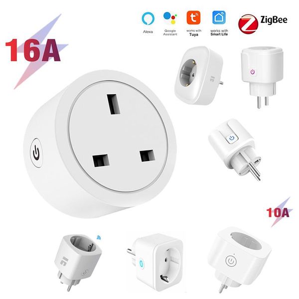 

smart home control wifi socket tuya zigbee life alexa google assistant 16a/10a wireless eu uk us fr plug use with gateway