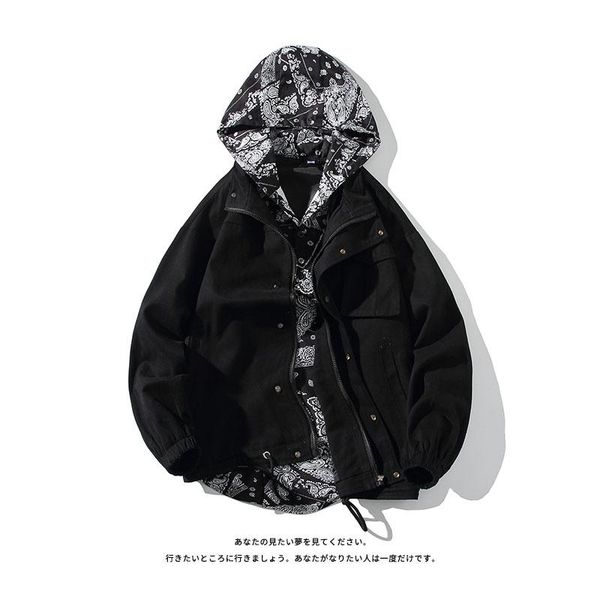 

men's jackets mens casual oversize bandana paisley pattern coat woman fashion streetwear vintage clothing outwear, Black;brown
