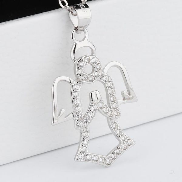 

chains ln32 925 sterling silver angle pendant necklace guardian angel jewelry