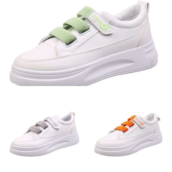 

casual shoes 2021 spring and summer fashion round head orange velcro small white shoes women's flat heel student leisure comfortable sp, Black