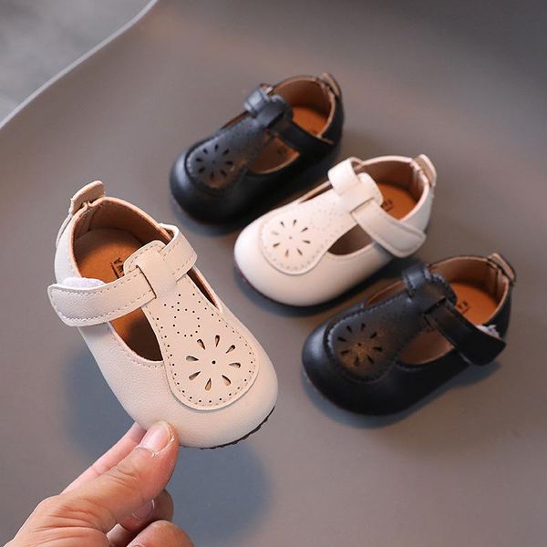 

first walkers autumn baby girls leather shoes kids soft bottom non-slip children hollow out princess comfortable infant toddler