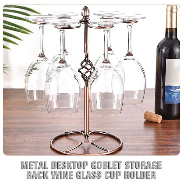 

metal tablestemware storage rack wine glass cup holder with 6 hooks for home & rails