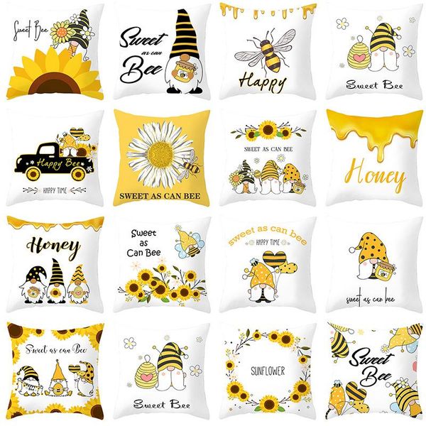 

pillow case cross-border arrival bee festival sunflower cover home sofa cushion cover45*45cm