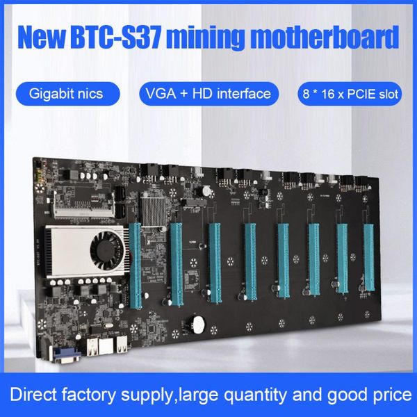 

btc-s37 riserless mining motherboard 8 pcie 16x graphics card sodimm ddr3 sata3.0 support vga + -compatible motherboards