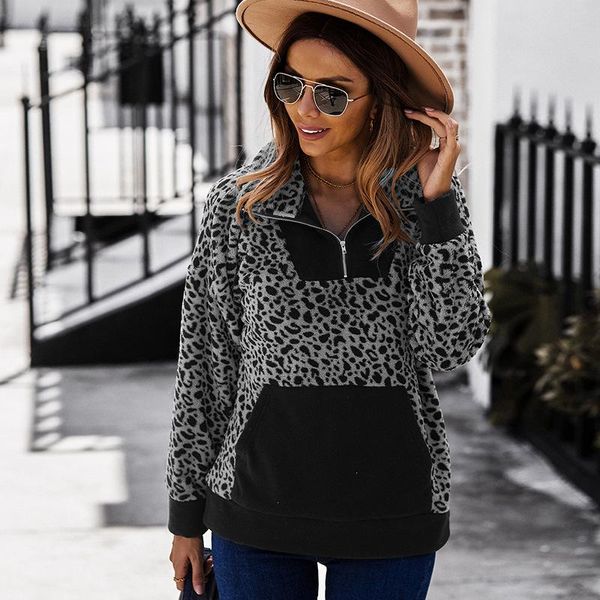 

women's hoodies & sweatshirts oversized hoodie plus size women clothing sweetshirts fall winter clothes streetwear long sleeve leopard, Black
