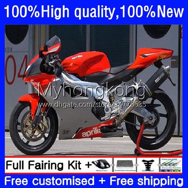 Kit de corpo para Aprilia RSV1000R Mille RV60 RSV 1000 R1000 2003 2004 2005 2006 Cowling 9No.88 Red Silvery RSV1000RR RSV1000 RSV-1000 R $ 03 04 05 06 Feeding da motocicleta