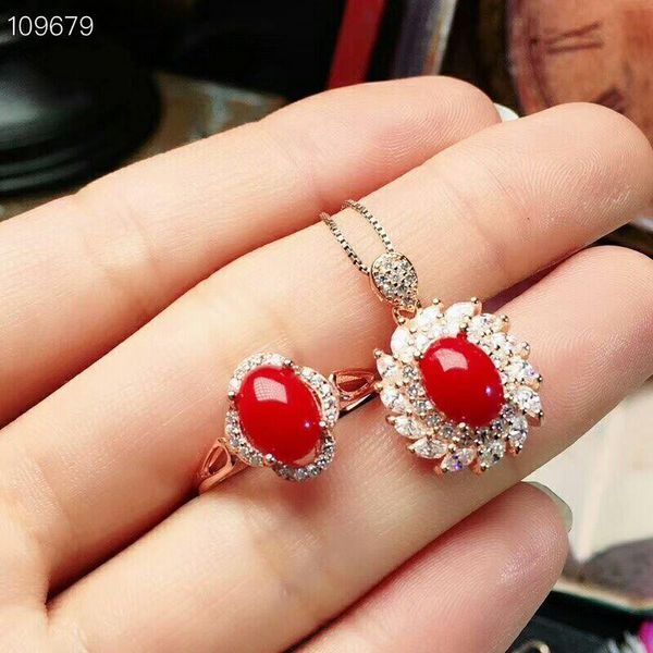 

bracelet, earrings & necklace meibapj natural red coral jewelry set 925 pure silver ring pendant 2 suits fine wedding for women, Black