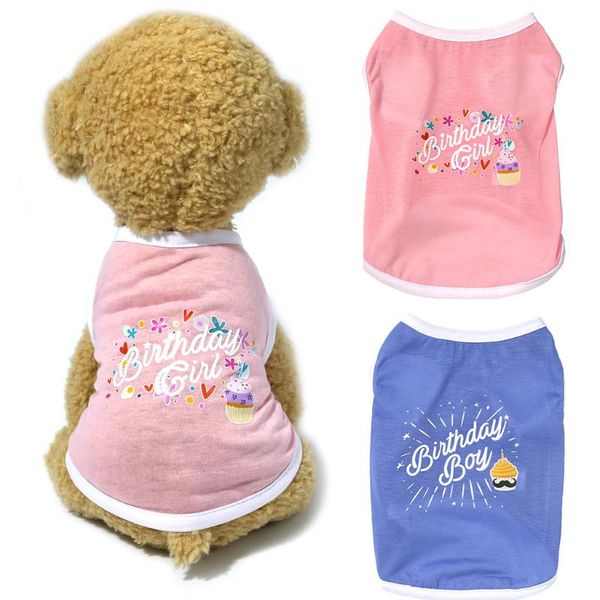 

pet dog sleeveless t-shirt birthday day vest spring summer costume cat t shirts for small puppy clothing apparel