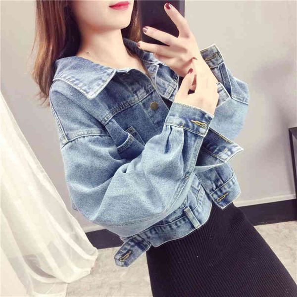 

women's jackets women denim jacket women loose long-sleeved short denim spring autumn qux4, Black;brown