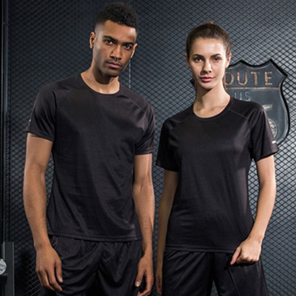 

p1 men women kids outdoor running wear jerseys t shirt quick dry fitness training clothes gym sports, Black;blue