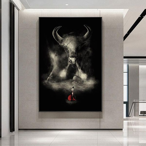 

paintings matador bull fight art painting on canvas wall poster and prints animal picture no frame for living room modern home decor