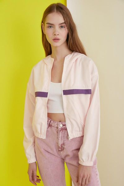 

women's jackets trendyol stripe slim windbreaker coat twoss21mo0047, Black;brown