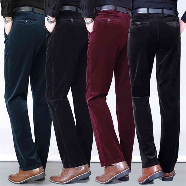 

autumn corduroy pants men trousers fashion high waist straight casual business office for classic men's 210715, Black