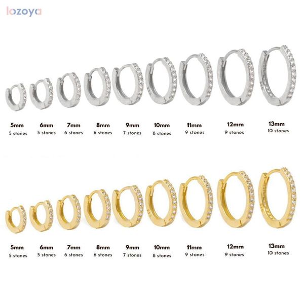 

hoop & huggie lozoya 925 sterling silver pendiente clips luxury gold zircon cz 5mm 6mm 7mm 8mm to 13mm huggies hoops piercing fine jewelry, Golden;silver