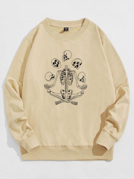 

romwe guys skull graphic sweatshirt m6sm#, Black