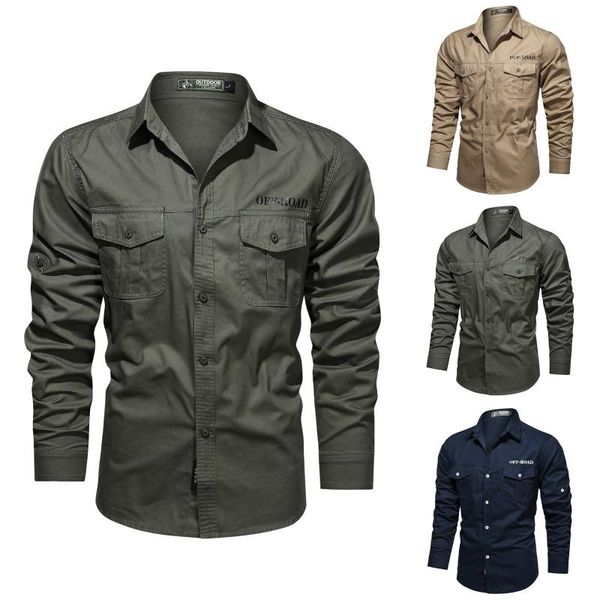

men's casual shirts plus cotton long sizes washed outdoor style military sleeve shirt men, White;black
