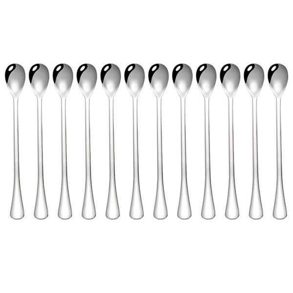 

spoons 12pcs long handle mixing spoon korean ice cream tea coffee dessert kitchen tableware supplies