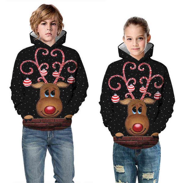 Hässlicher Pullover für Kinder Weihnachtspullover Mode Kapuzenpullover Lustige Kinder Junge Grils Streetwear 2021 Winter Herbst Weihnachten Y1118