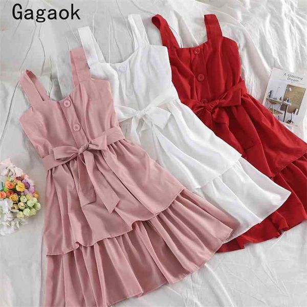 

dresses for women spring autumn solid sleeveless sweet bow mini dress korean chic fashion ladies wild vestidos 210531, Black;gray