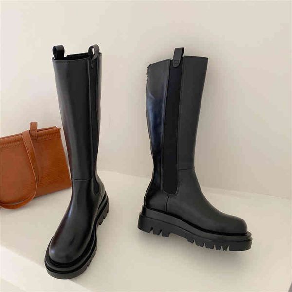 

boots brand design black punk ridding knee women back zip round toe solid long western nohb