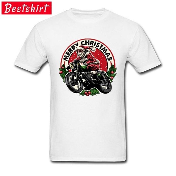 T-shirt da uomo Hip Hop T-shirt da motociclista Babbo Natale T-shirt bianca da buon Natale Maglietta da regalo migliore Abbigliamento 210324