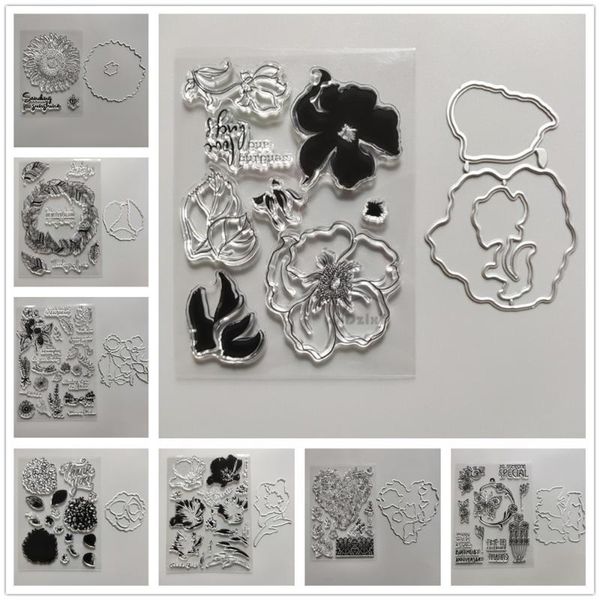 

painting supplies 2021 flowers clear stamps and metal cutting dies diy scrapbooking embossing lace seal template punch stencils