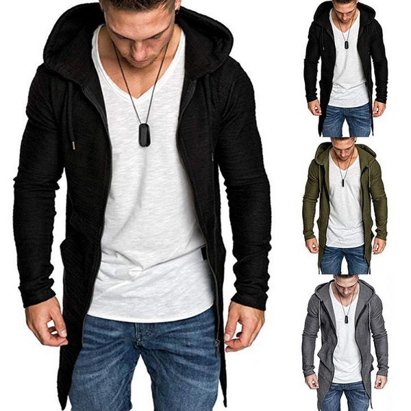 

men's jackets 2021 mens hooded solid trench coat jacket cardigan irregular hem long sleeve slim fit blouse, Black;brown