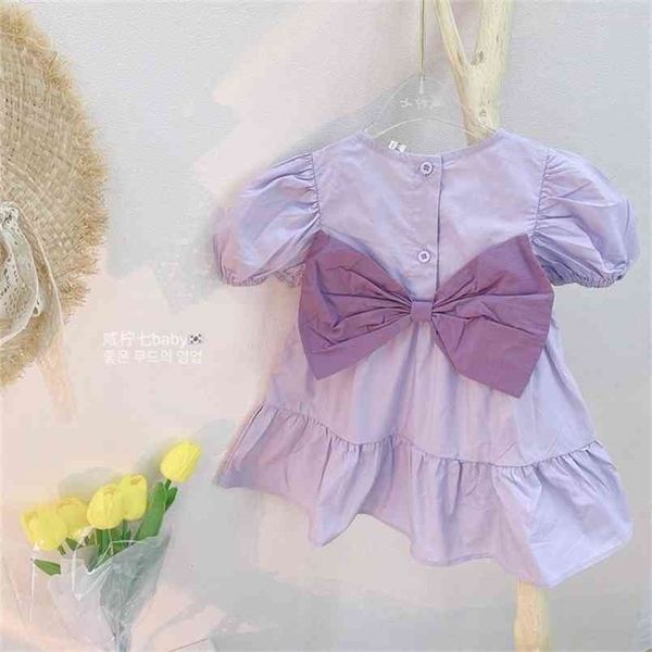 Mädchen Sommerrock Koreanische Kinder Lose Western-Stil Schleife Prinzessin Babykleid P4731 210622