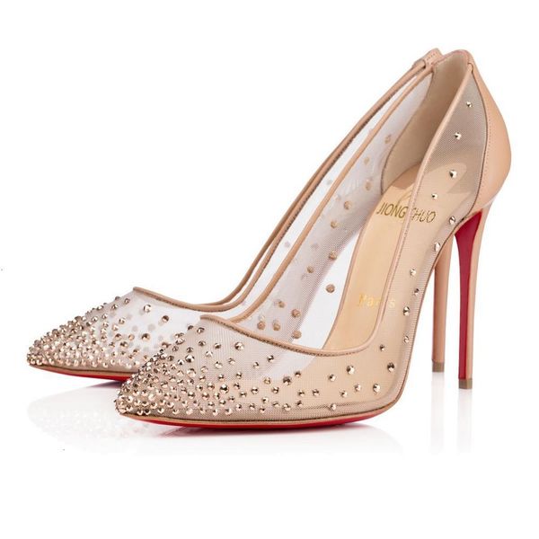 

dress shoes red bottom fashion high heels patent leather women party wedding triple spikes pointed toes pumps shoes with bo 05dt, Black