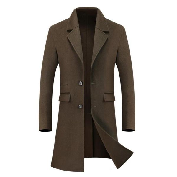 

men's wool & blends autumn and winter mid-length woolen coats men's korean style slim plus size casual jackets s-3xl, Black