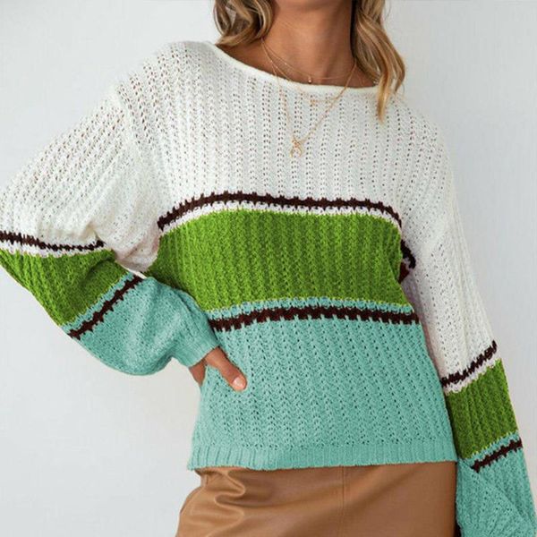 

women's sweaters sweater women hollow out long sleeve jumpers knit striped streetwear o-neck y2k vintage pullovers autumn spring 2021, White;black