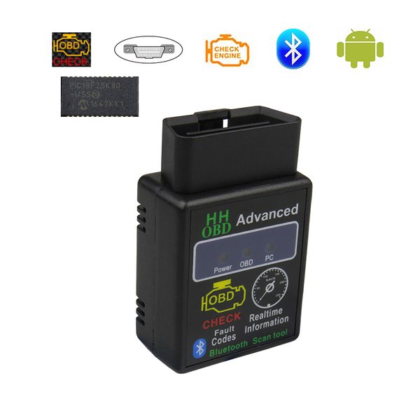 ELM327 Bluetooth OBD2 Scanner V1.5 ELM 327 V 1.5 OBDII Cars Auto Diagnostic Scanner Strumenti per Android / Windows PIC18F25K80 10 PZ