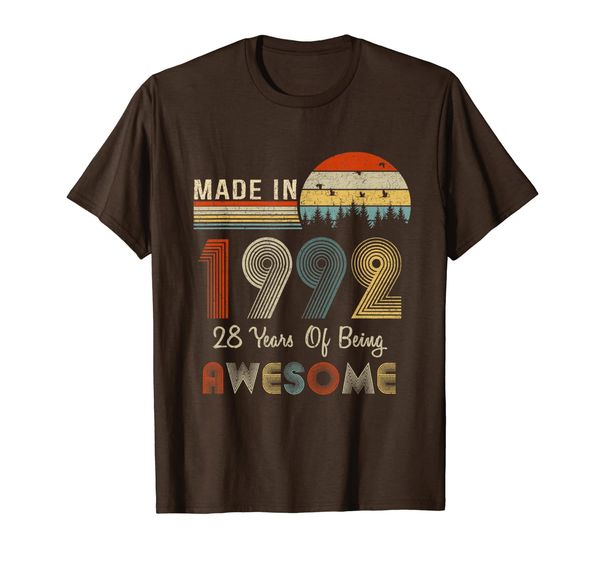 

vintage made in 1992 28 years of being awesome t-shirt, White;black