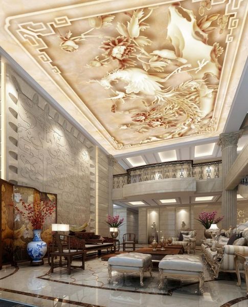 

wallpapers living room bedroom wallpaper home decor chinese three-dimensional embossed flowers and rich ceiling murals