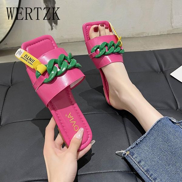 

sandals 2021 summer women slipper fashoin brand green buckle sandal outdoor flat heel beach slides ladies casual flip flop, Black