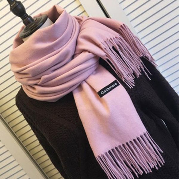 

scarves fashion solid color 2021 women scarf winter hijabs tessale tassels long lady shawls cashmere like pashmina wraps, Blue;gray