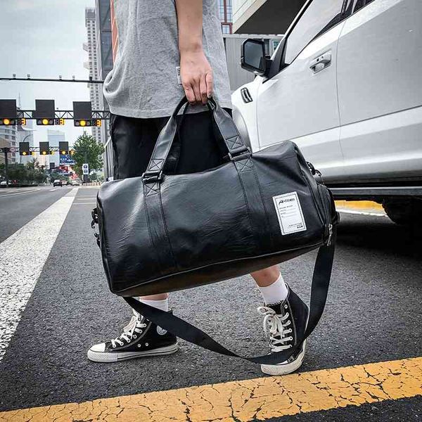 

travelling bag duffel s 2021 fashion sports outdoor pu travel portable men's fitness luggage