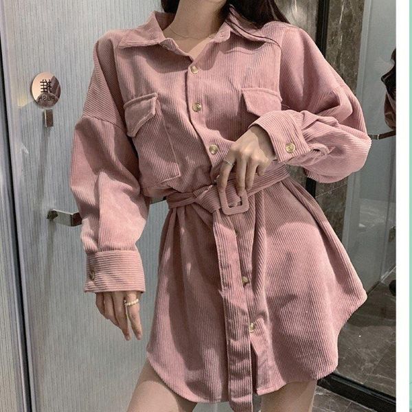 

spring autumn women solid corduroy jacket with sashes female elegant turn-down collar lady plus size blet outwear women's jackets, Black;brown