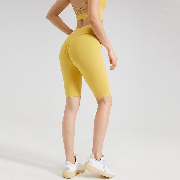 

yoga outfit five-point shorts product shiny fitness female letter print quick-drying sport training high waist elastic tight