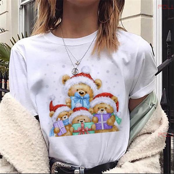 

womens t shirts lovely bear shirt women christmas printed harajuku short sleeve suitable all seasons clothes, White